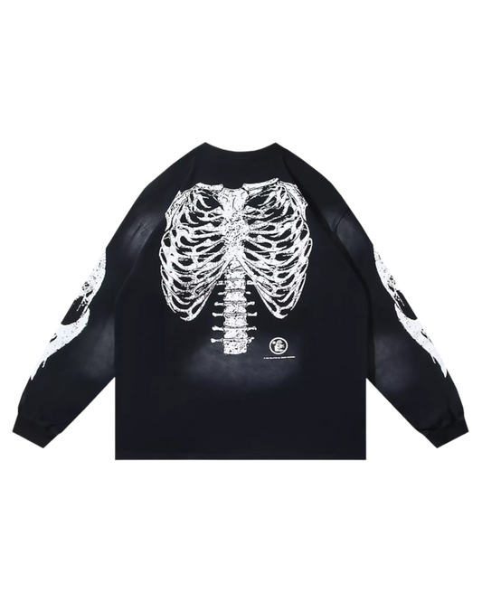 PLAYERA HELLSTAR MANGA LARGA SKELETON